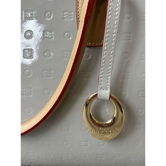 NEW ARCADIA off white/light gray patent Business Large Top Handles, $450 - Picture 9 of 12